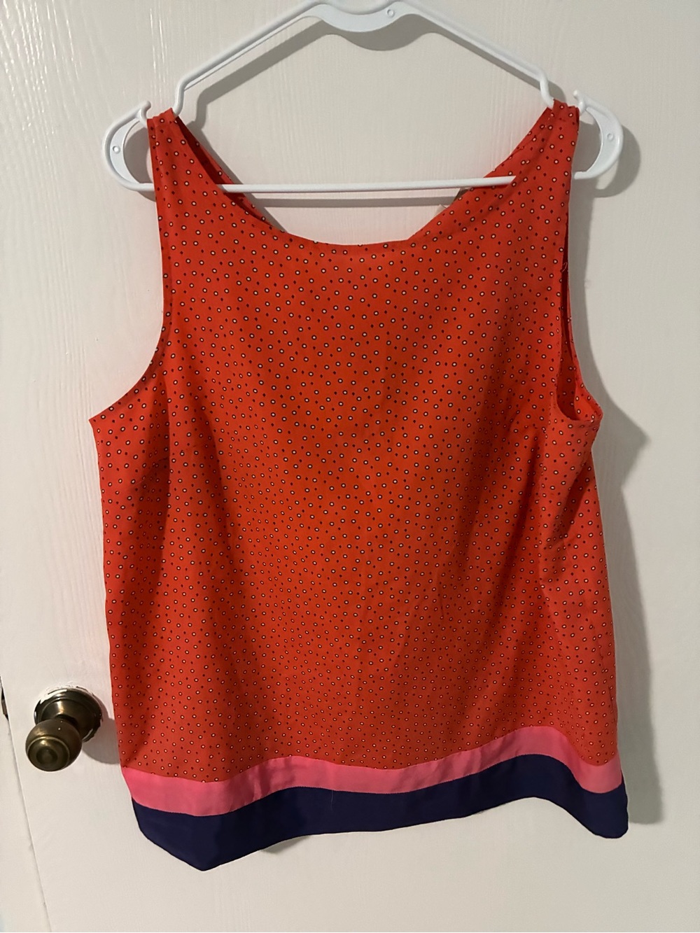 LOFT Orange Printed Sleeveless Camisole with Pink and Navy Hem